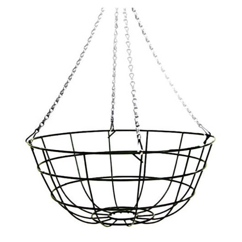 18 Inch Flat Bottom 4 Chain Round Wire Hanging Basket