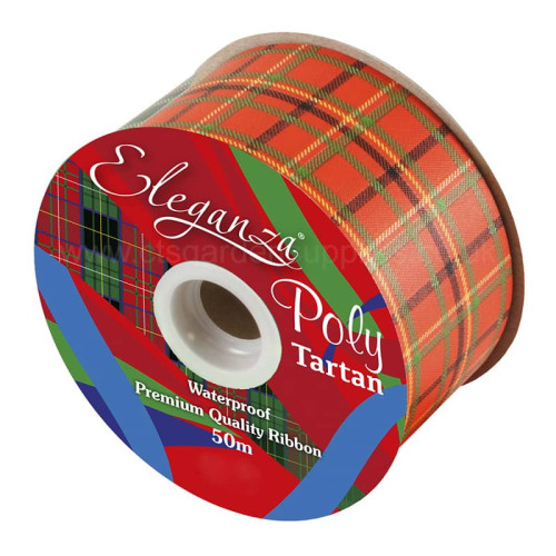 2 Inch Red Double Sided Tartan Ribbon - 50m Roll