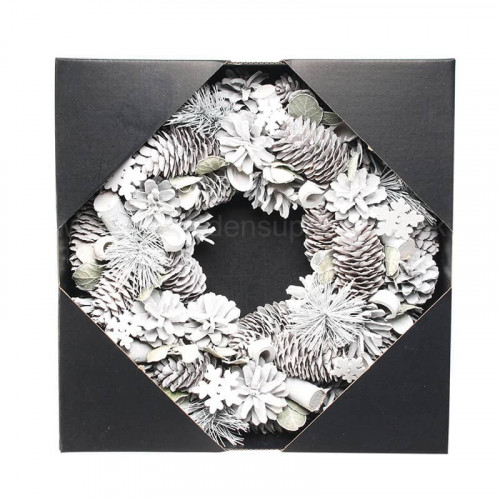 30cm Woodland Frost Wreath with Snowflakes