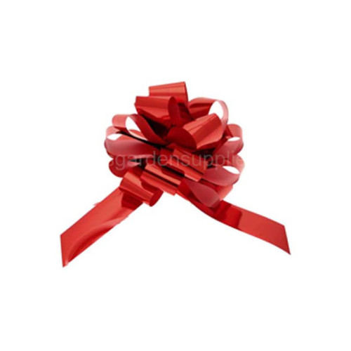 31mm Red Metallic Pull Bows - Pack of 30
