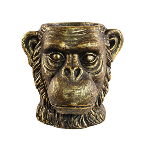 Bronze Look Apes Head Decorative Planter