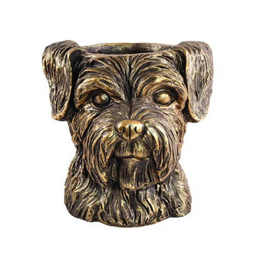 Bronze Look Dogs Head Decorative Planter