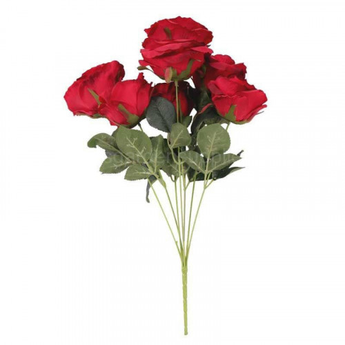 Bunch of 7 Red Silk Camelot Roses