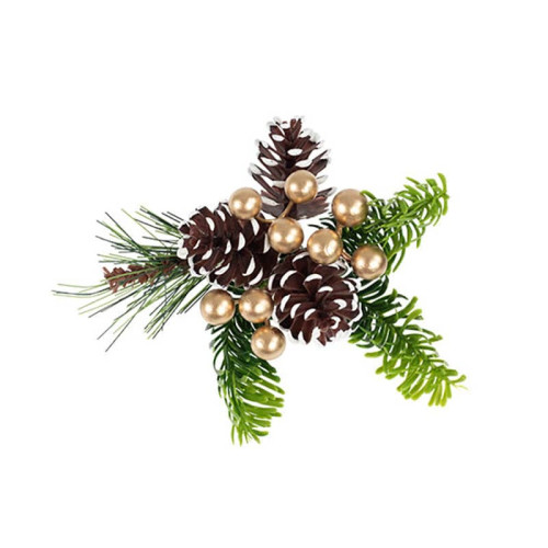 Natural Gold Christmas Pick with Berries - Pack of 12