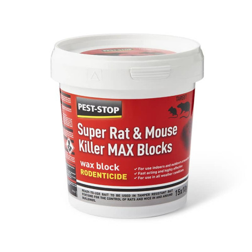 Pest-Stop Super Rat and Mouse Killer MAX Wax Blocks - 15x10g