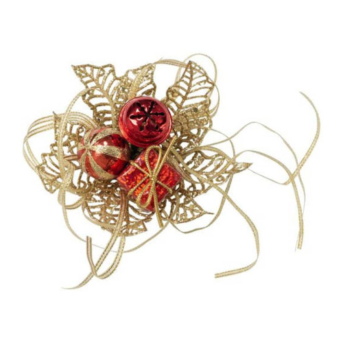Red Christmas Pick with Bell, Silk Ball and Gift Box - Pack of 12
