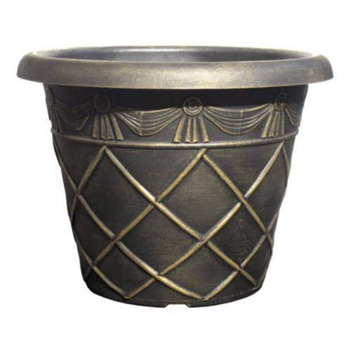 Tuscany Roman Round Plastic Black Bronze 13.2 Inch Planter