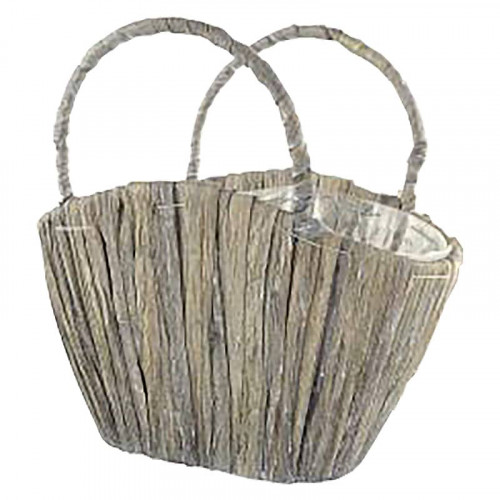 Water Hyacinth Basket Trug with Handle 21cm - Aged Fawn