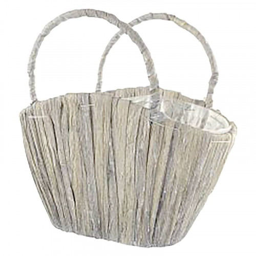 Water Hyacinth Basket Trug with Handle 21cm - Aged White