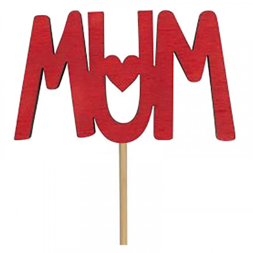 Wooden Mum Label - Red