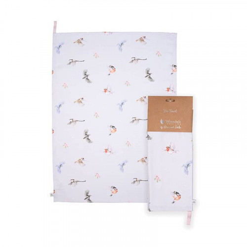 Wrendale Designs Feathered Friends Bird Tea Towel - Grey