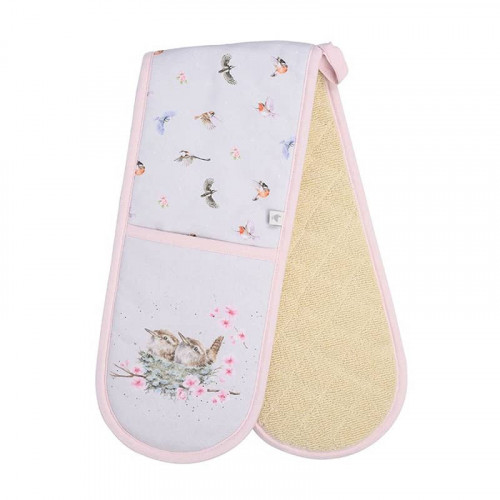 Wrendale Designs Feathered Friends Double Oven Glove - Light Grey