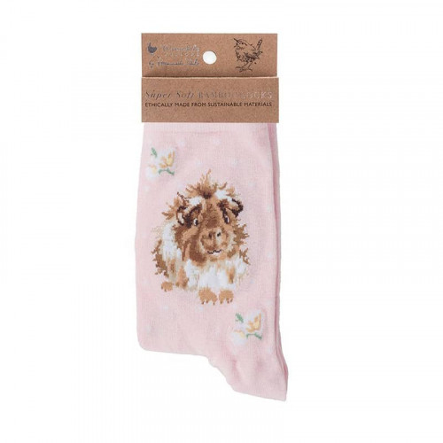 Wrendale Designs Grinny Pig Guinea Pig Socks Ladies Size 4-7 - Pink