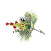 Christmas clip-on Pick with Frosted Pine and Fern Berries - Pack of 12