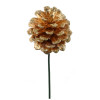 Gold Edge Glitter Pine Cones on Wire - Pack of 12
