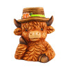 Highland Cow with Brown Hat Decorative Planter