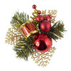 Red Christmas Pick with Drum and Baubles - Pack of 12
