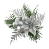 Silver Christmas Pick with Glitter Poinsettia - Pack of 12