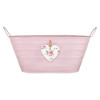 Tin Trough with Floral Wooden Heart 26.5cm - Pink
