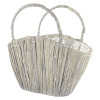 Water Hyacinth Basket Trug with Handle 21cm - Aged White