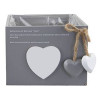 Wooden Square Planter with Heart Decoration 14cm - Grey