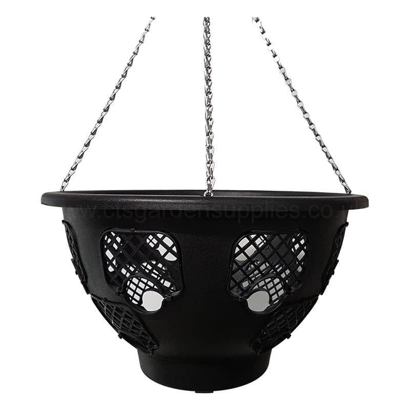 14 Inch Round Black Plantopia Hanging Basket